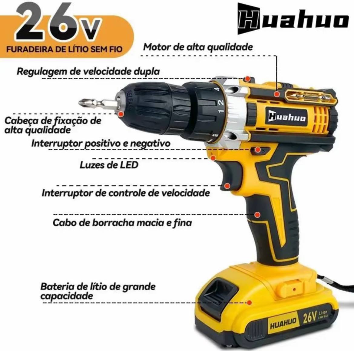 Furadeira Parafusadeira De Impacto Baterias 21v