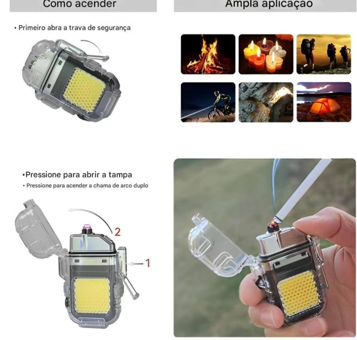 Isqueiro Elétrico Recarregável USB