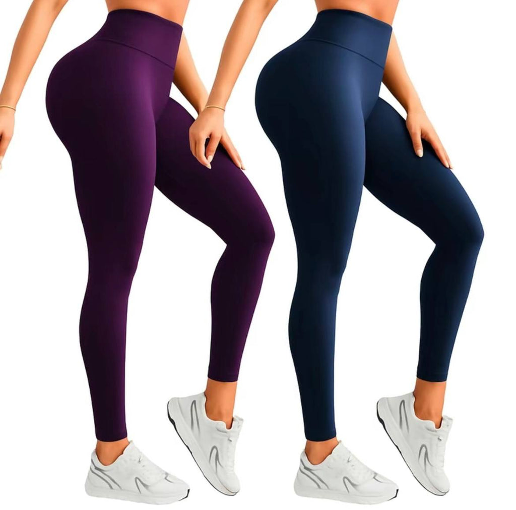 Kit 2 Calças Legging Femininas em Suplex Premium – Cintura Alta e Zero Transparência