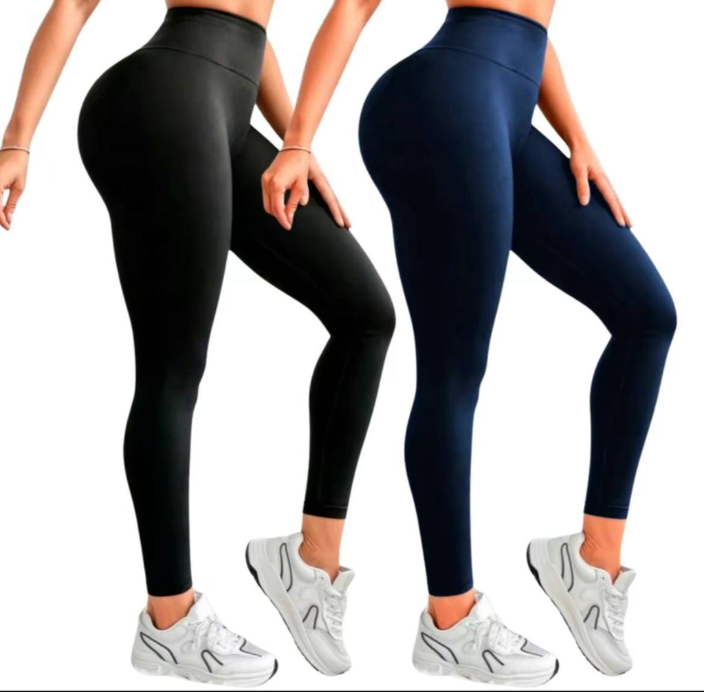 Kit 2 Calças Legging Femininas em Suplex Premium – Cintura Alta e Zero Transparência