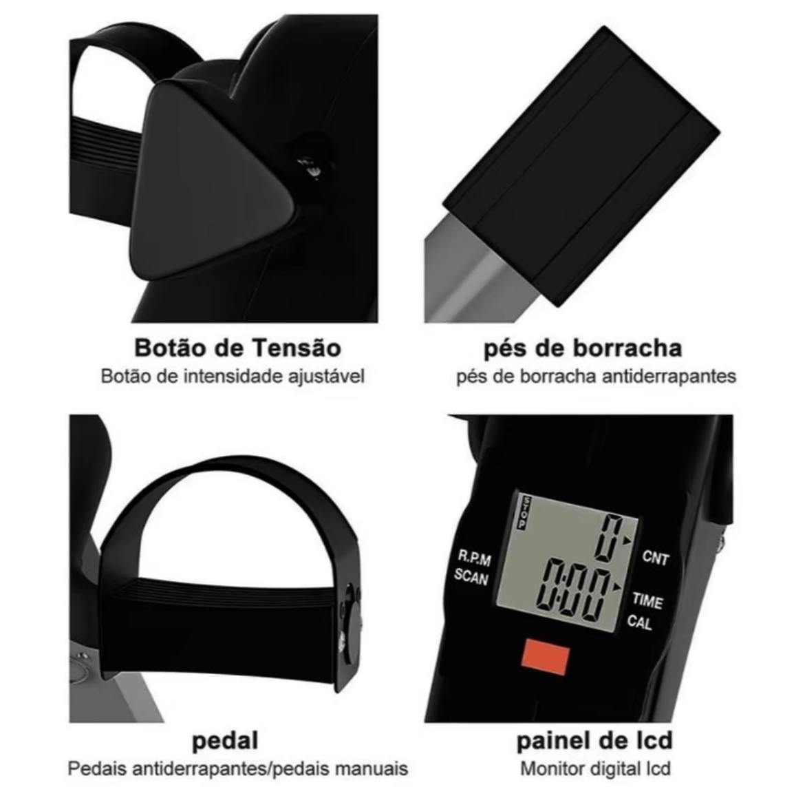 Mini Bicicleta Ergométrica Portátil Dobrável com Monitor Digital