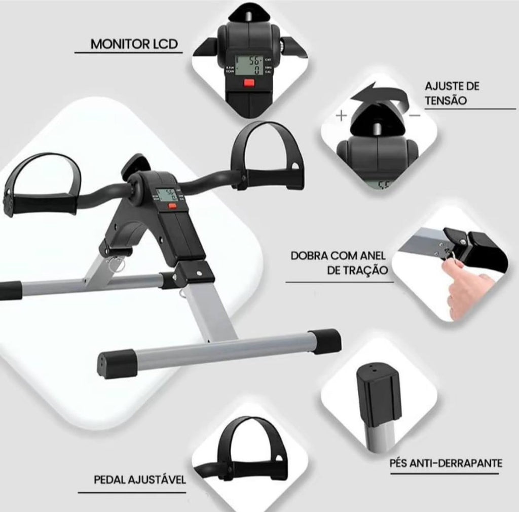 Mini Bicicleta Ergométrica Portátil Dobrável com Monitor Digital